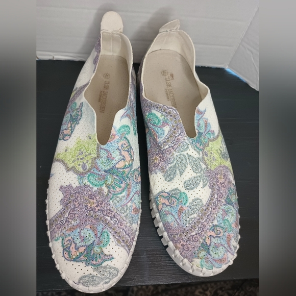 Ilse Jacobsen Tulip Sneakers 40 Womens US 9 White Sugar Paisley Purple Preppy - Picture 4 of 9